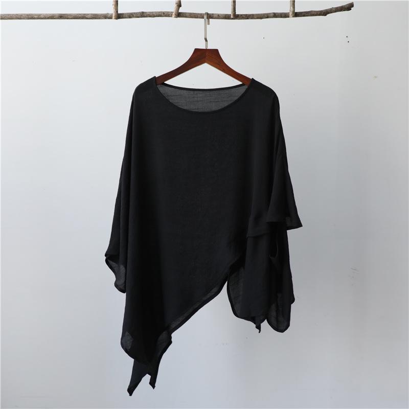 

Женская летняя футболка 2025 года с неровным подолом, свободного кроя, с защитой от солнца One Size