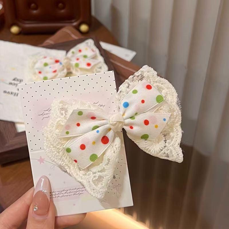 Gentle White Lace Bow Duckbill Clip for Bangs & Ponytails