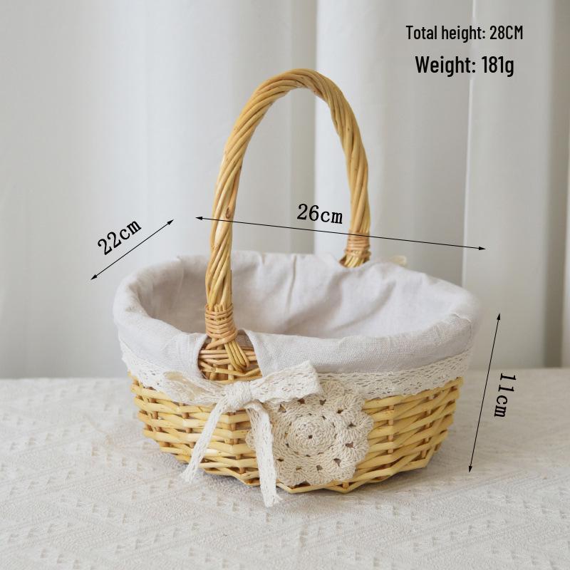 

Плетеная корзина для цветов и яиц ручной работы с ленточной подкладкой для свадеб