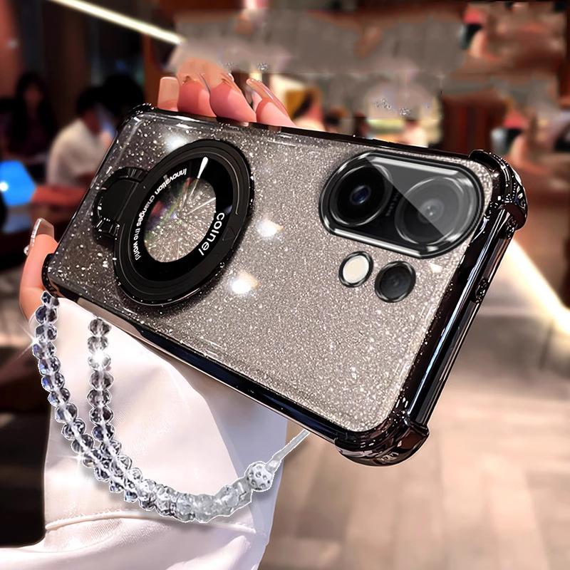 New Glitter Magsafe Magnetic Bracket Holde Bracelet Case for Xiaomi Redmi Note 14 13 12 11 10 Pro 14C 12C 13C Shockproof Cover