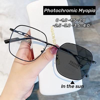 Occhiali da sole da donna con cambio colore, fotocromatici intelligenti, diottrie negative, occhiali da vista miopia alla moda