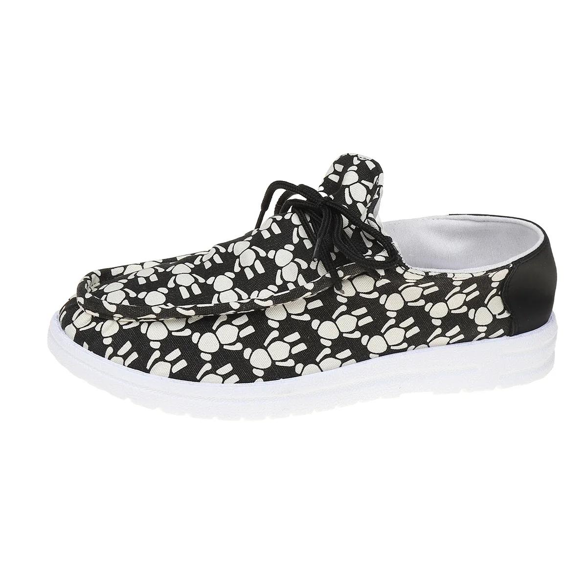 

2025 Весна Осень Повседневные Удобные Кроссовки с круглым носком и перекрестной шнуровкой Модные Новые Холщовые Плоские Туфли на толстой подошве Женские 42 чёрный