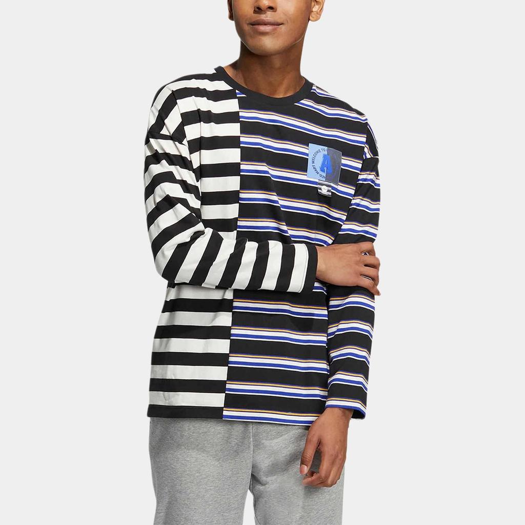 Adidas Neo Striped Patchwork Loose Long Sleeve T-Shirt Men Tops Multicolor IA5332