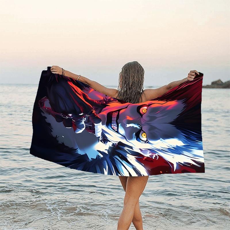 1pc D-Death Note1 Beach Towel, Beach and Seaside Swimming Pool Equipment, Fashion Pattern, Rectangular, Travel Essentials