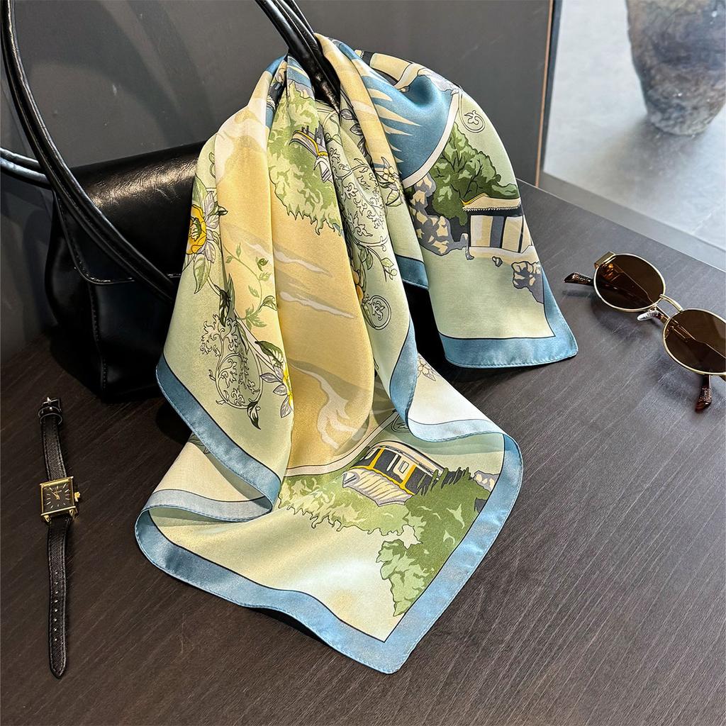 Fashion 100% Real Silk Headscarf Square Scarf For Women Shawl Foulard Hijab Headband Wrap Bandana Neck Bufanda Echarpe