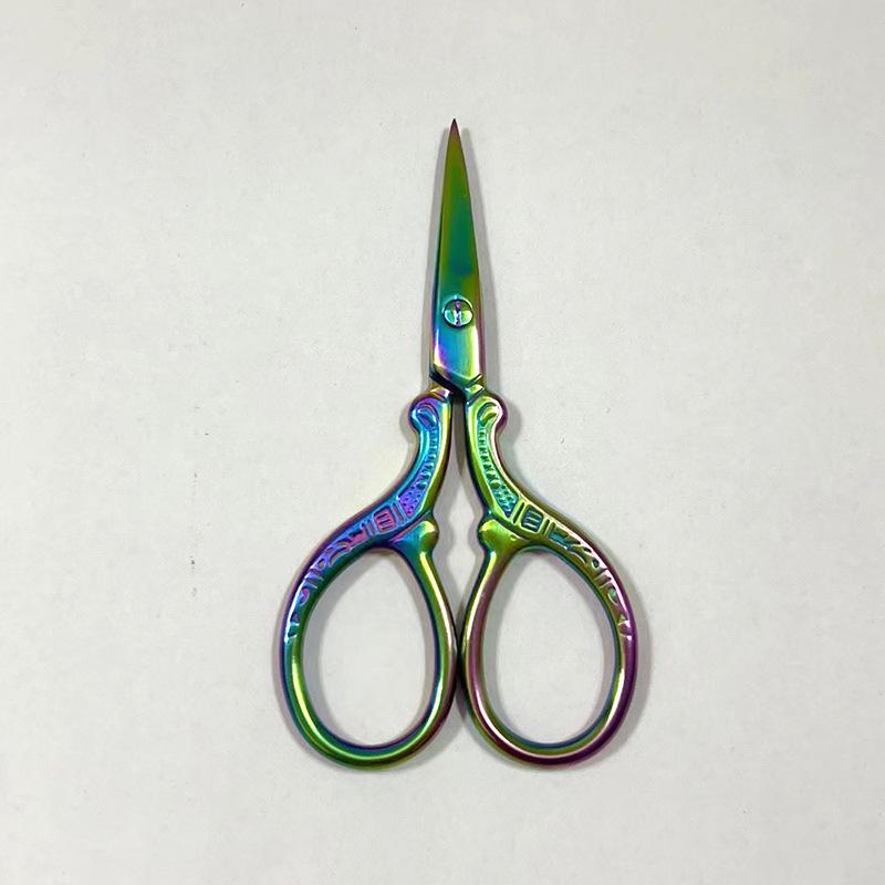 Retro Phoenix Stainless Steel Crane Scissors for Embroidery, Tea, Thread, Household, and Eyebrow Trimming.