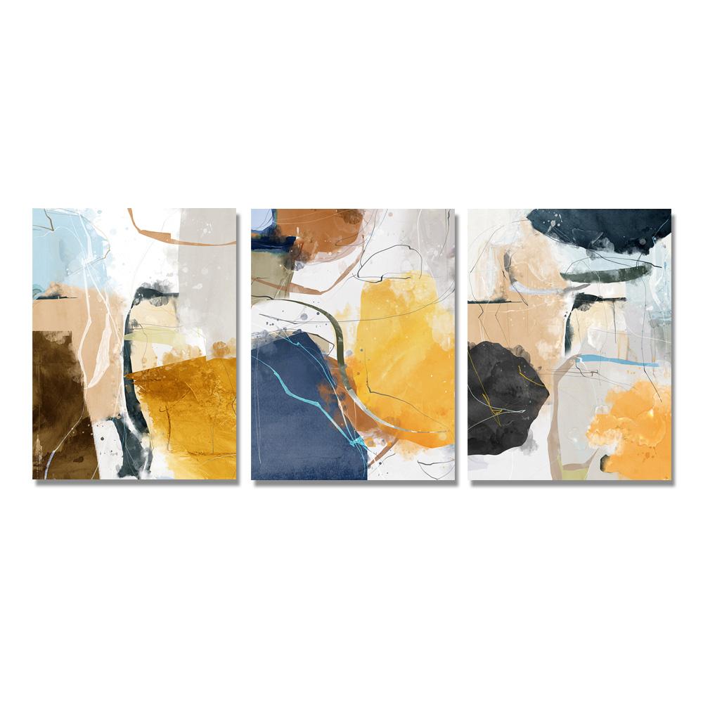 Painting Nordic Abstract Wall Art Pictures for Living Room Home Decor Unframed 3PCS Frameless Watercolor Geometric Canvas