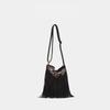"Hippie" fringed embroidery craft, frosted leather, adjustable crossbody bag
