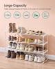 SONGMICS 3-Tier Shoe Rack, Shoe Storage Organiser, Metal Storage Rack, Upright or Upside Down, Fits 16 To 20 Pairs, Stackable, for Hallway