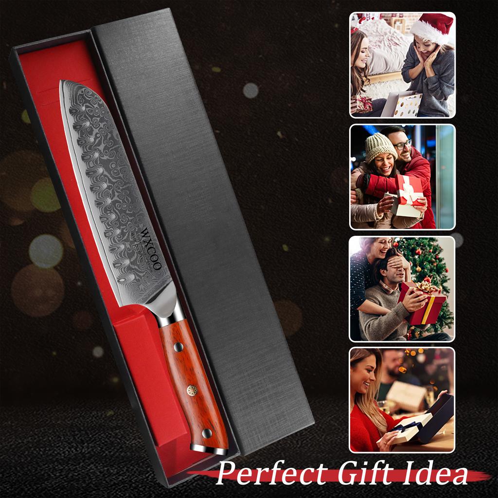 Damascus Steel Kitchen Knife VG10 Japanese Santoku Chef's Knife Slicing Knife with Ebony Handle Kitchen Cutlery Sushi Knife