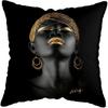 Modern Living Room Black Gold African Lady Woman Style Look Art Deco Sofa Pillowcase Cushion Cover