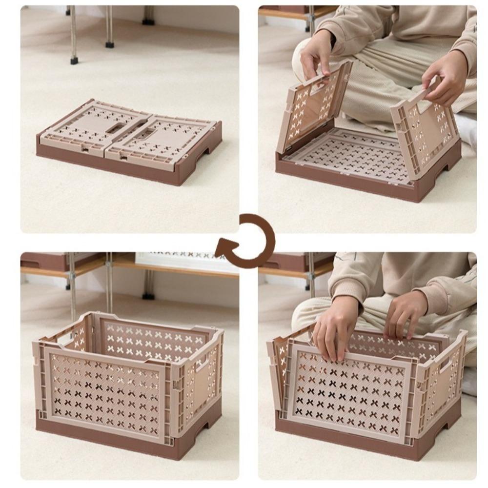 Collapsible Plastic Crate Box with Handle Folding Toy Box Foldable Storage Basket Household