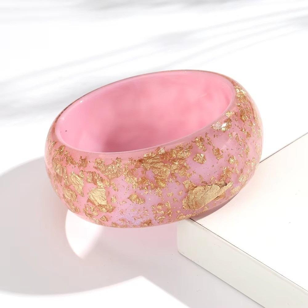 Gold Foil Round Bangles Glitter Resin Bangles Trendy Wide Bangles  for Women