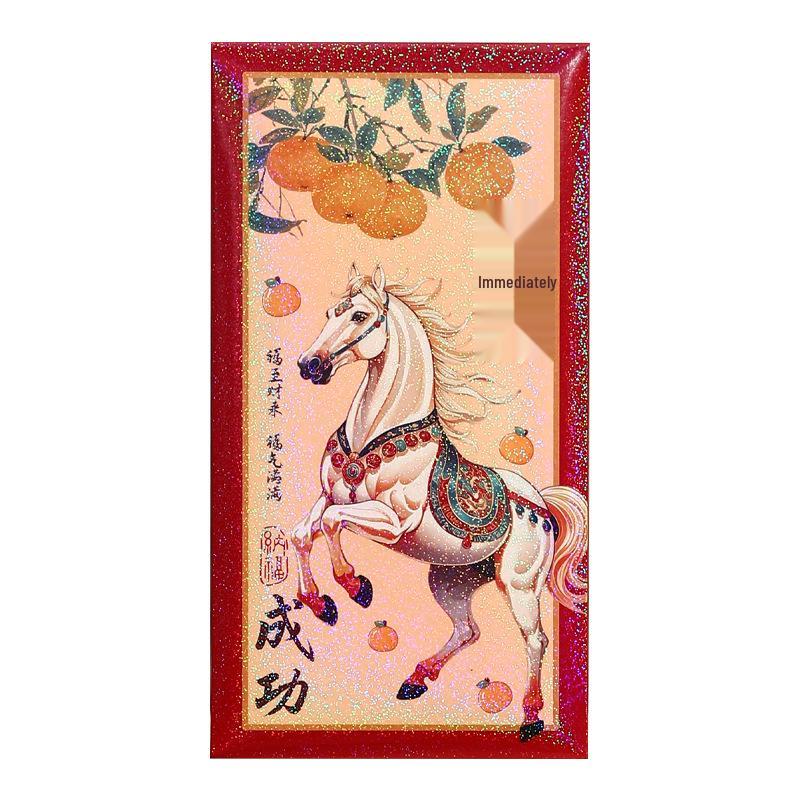 Enveloppes Rouges Année du Cheval 2026 - Mignon Lai See de Style Chinois pour Vœux du Nouvel An et de la Fête du Printemps