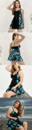 European and American Style Strappy Printed Plus Size Swimsuit & Skirt Set - New Conservative Design for 2025