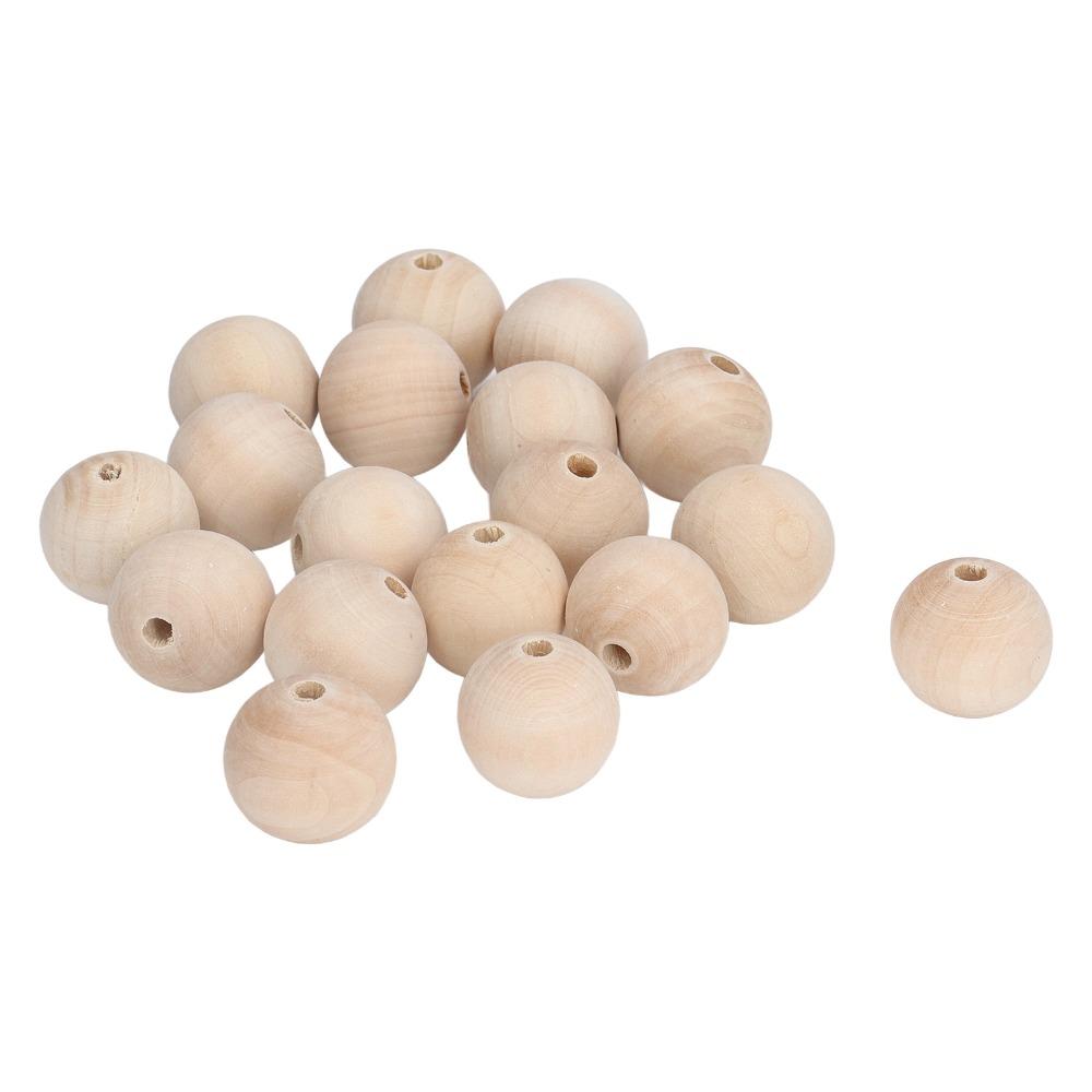 50pcs Natural 30mm Diameter Wooden Beads Ball Shaped Large Hole Wood Drawer Pulls Wood Cabinet Knobs For Crafts