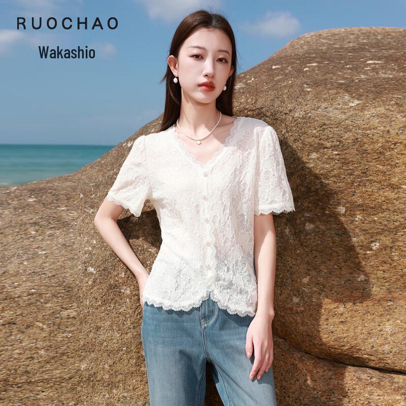 Sancai Women s V-Neck Lace Blouse L