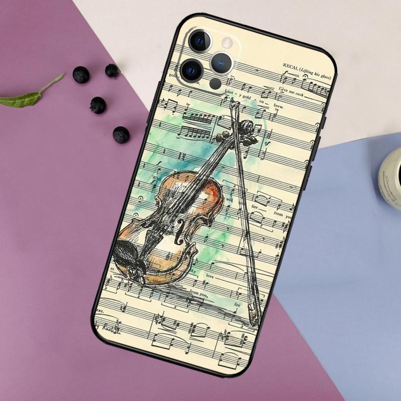 Violin Piano Phone Case For iPhone 16 15 14 13 12 11 17 Pro Max 13 mini 16 Plus 16e 17 Air Bumper Cover
