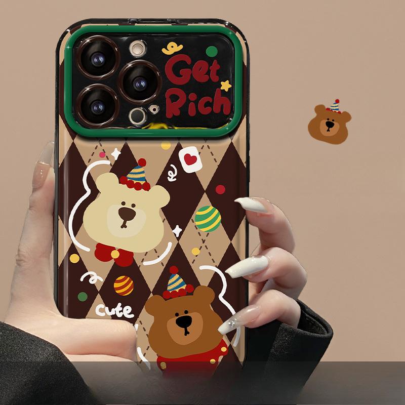 Applicable To Apple 15pro Mobile Phone Case Iphone14/13 Diamond Christmas Bear Doll 11/12 Flip Mirror X
