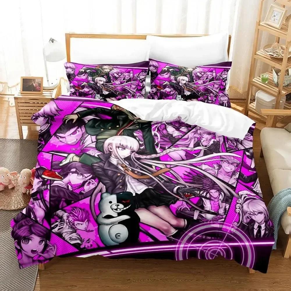 Fashion Anime Danganronpa Bedding Set Printed Bed Set With Pillowcase Bed Duvet Cover Soft Single Double Queen Super King Size