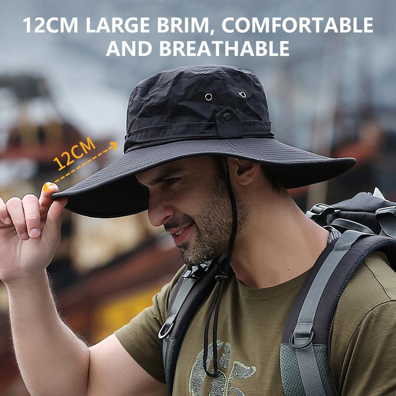 Summer Sunshade Fisherman Hat Men'S Uv Block Outdoor Fishing Waterproof Quick Drying Bucket Hat Large Wide Brim Cycling Hat