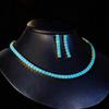 Gorgeous Blue Zircon Necklace & Earrings Set for Weddings and Banquets