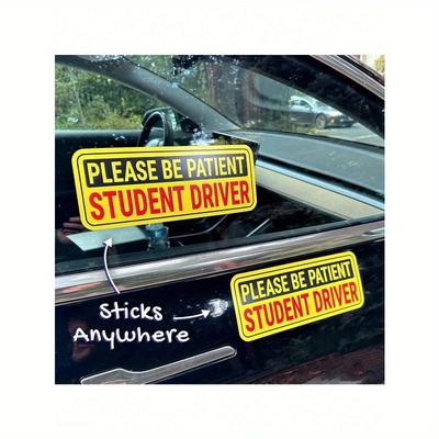 Beginner Driver Self-Adhesive Stickers, 10.3x4 Inches, Removable Car and Window Student Novice Driving DIY Decals, PVC Stickers