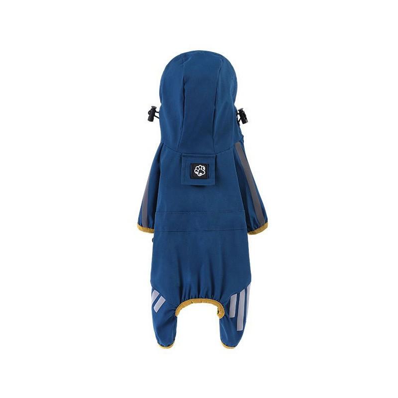 

Плащ для большой собаки. Светоотражающая полоса. Плащ для домашних животных. Плащ с капюшоном для собак. S синий