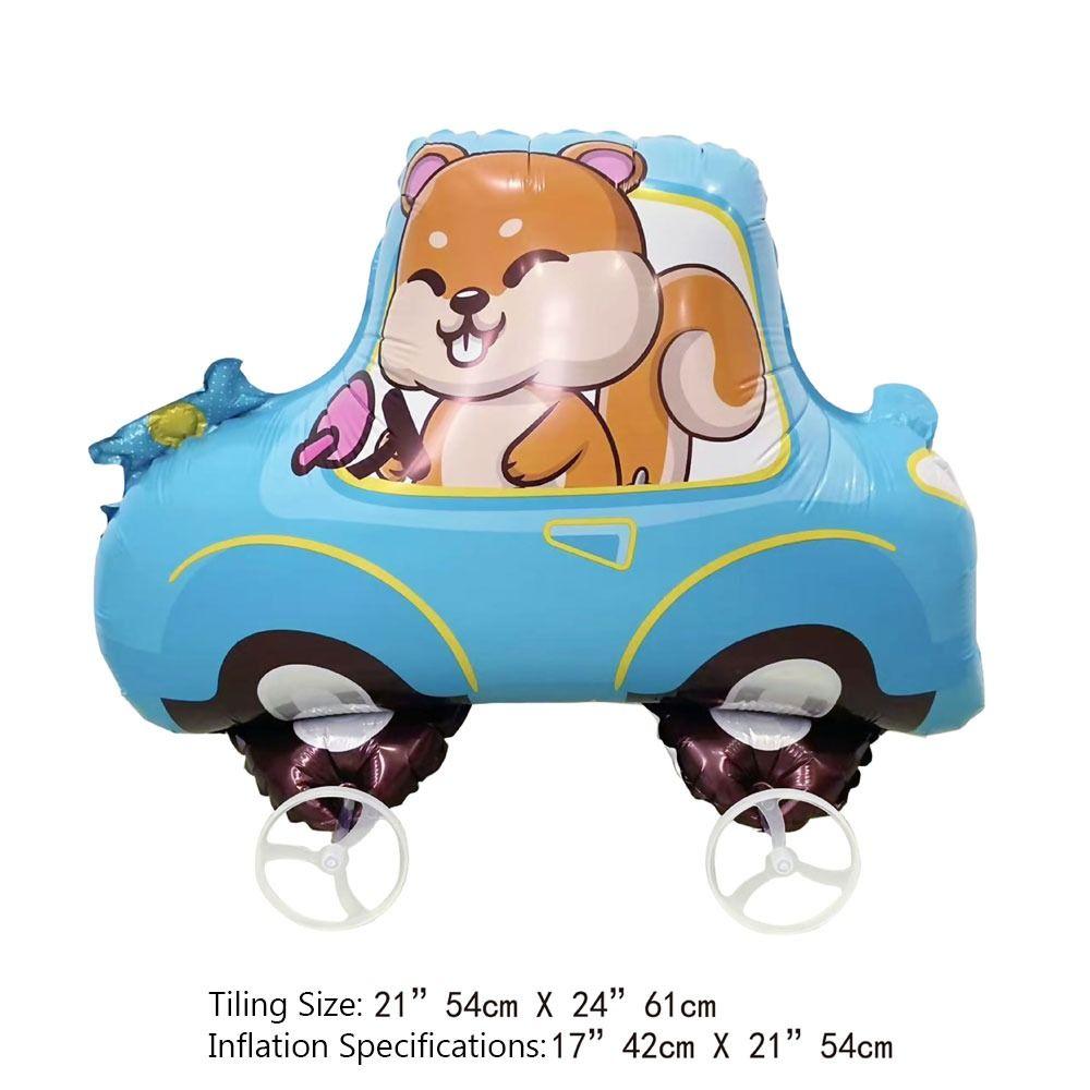 Large Size Walking Balloon Cartoon Animal Foil Balloons Balloon With Wheel  Scene Decoration