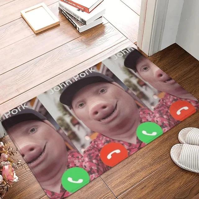 Funny John Pork Is Calling Rectangle Carpet Meme Phone Call Home Decor Mat Non Slip Floor Rug Entryway Doormat Floor Mat