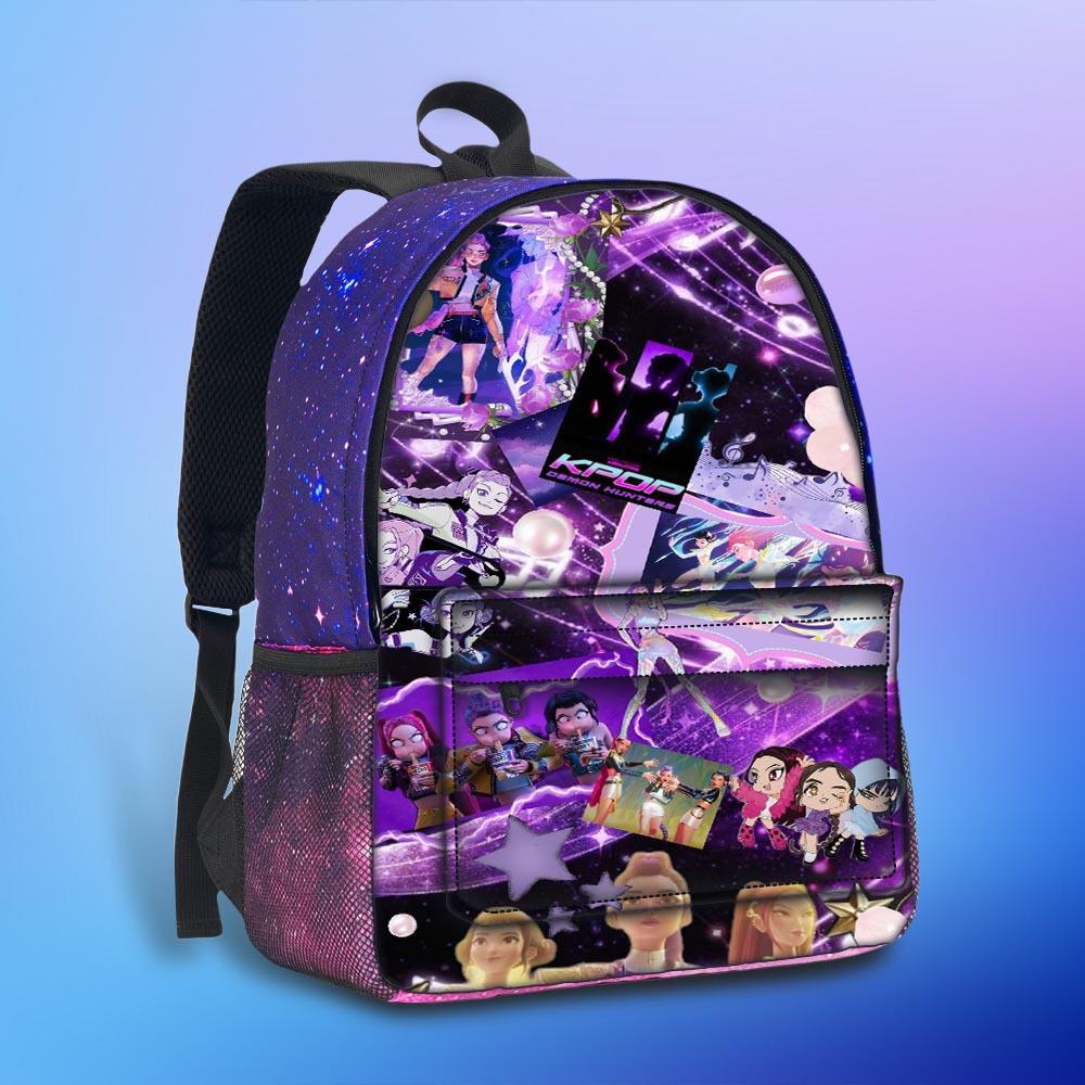 New Hunterx Kpop Starry Sky Backpack for Elementary and Middle School Students (Witch Hunter Girls Anime Cartoon Starry Sky Backpack) 6277