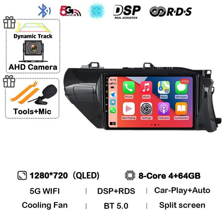 Android 14 Carplay Auto WIFI Car Radio For Toyota HILUX REVO VIGO IMV 2016  2017 2018 2019 2020 RHD GPS Multimedia Player Stereo