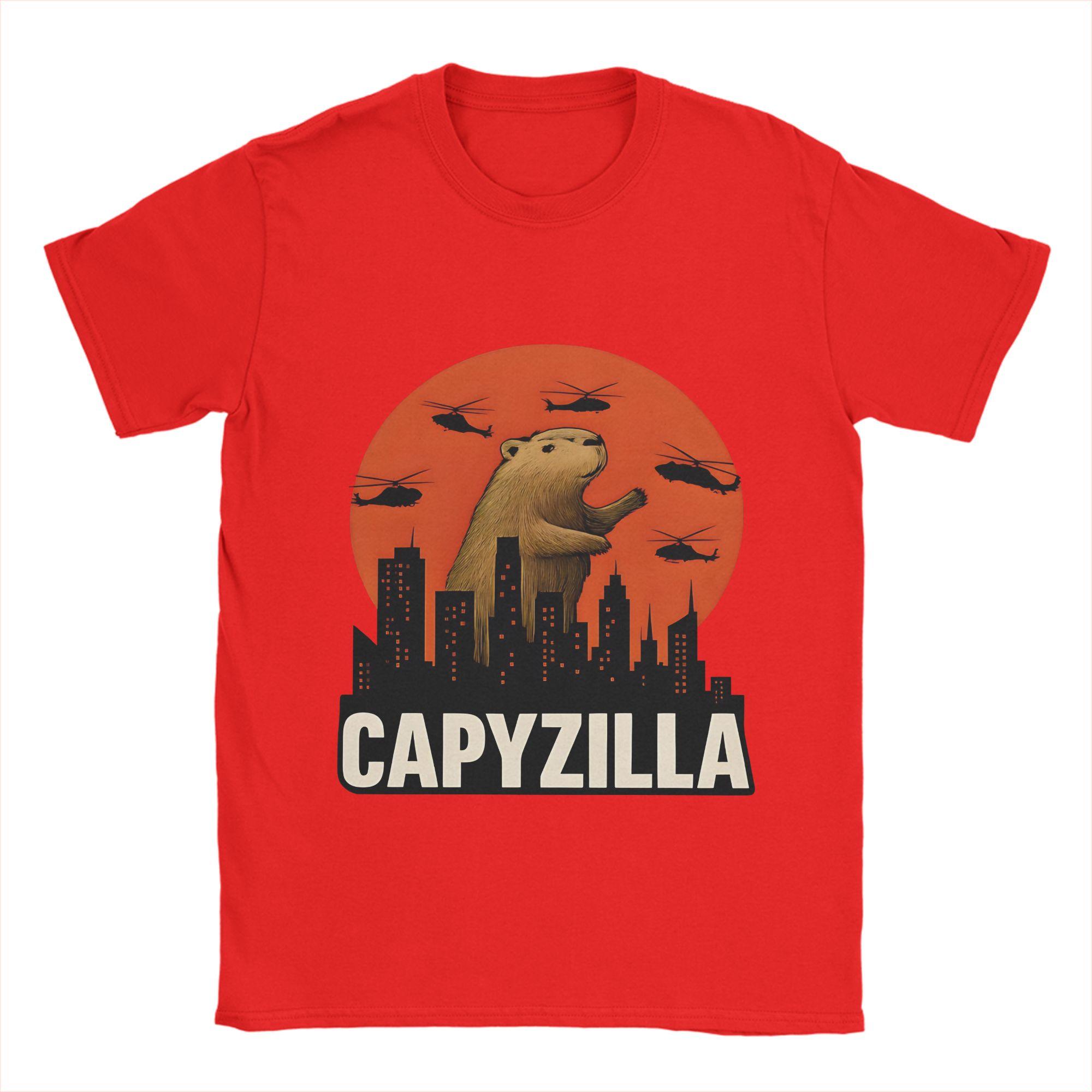 

Capyzilla Смешная Капибара Футболка Летняя Хип-Хоп Футболки Мужская Хлопок Круглый Вырез Большой Размер 5XL Футболки Короткий Рукав Уличный Стиль Топы S