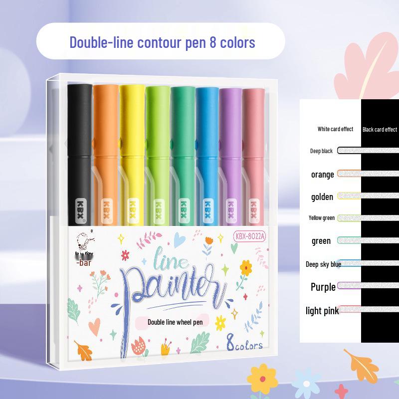 

Kaba Bear Glitter Outline Highlighter: Smooth, Multifunctional Double Line Pen with Large Capacity