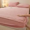 Fluffy Plush Fitted Bed Sheet with Elastic Band Solid Color Mattress Protective Cover Thick Bedspread for Single Double Bedsheet