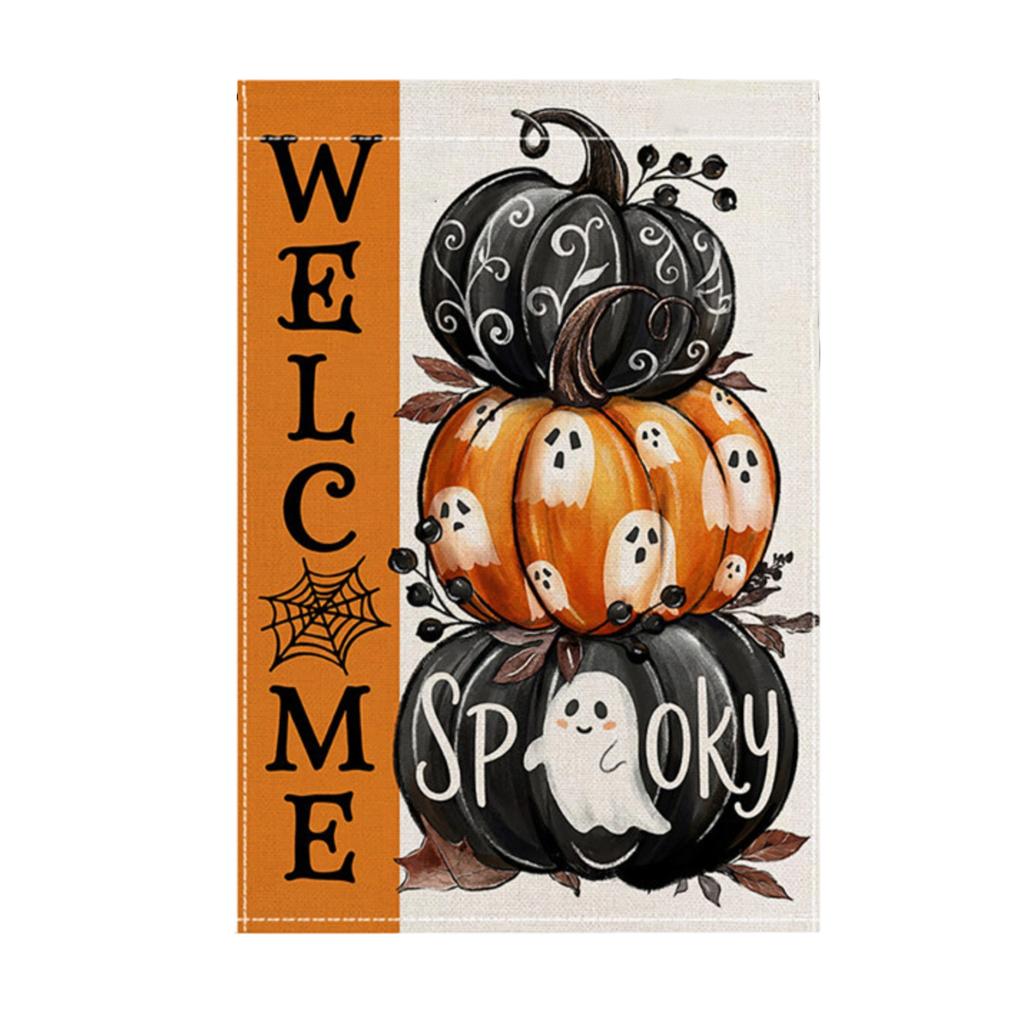 Halloween Garden Flag with Leaf Print for Fall Outdoor Decor