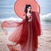 Autumn adult nine-tailed chest-length skirt, super fairy embroidered big-sleeved shirt, kako skirt, ancient style and beauty
