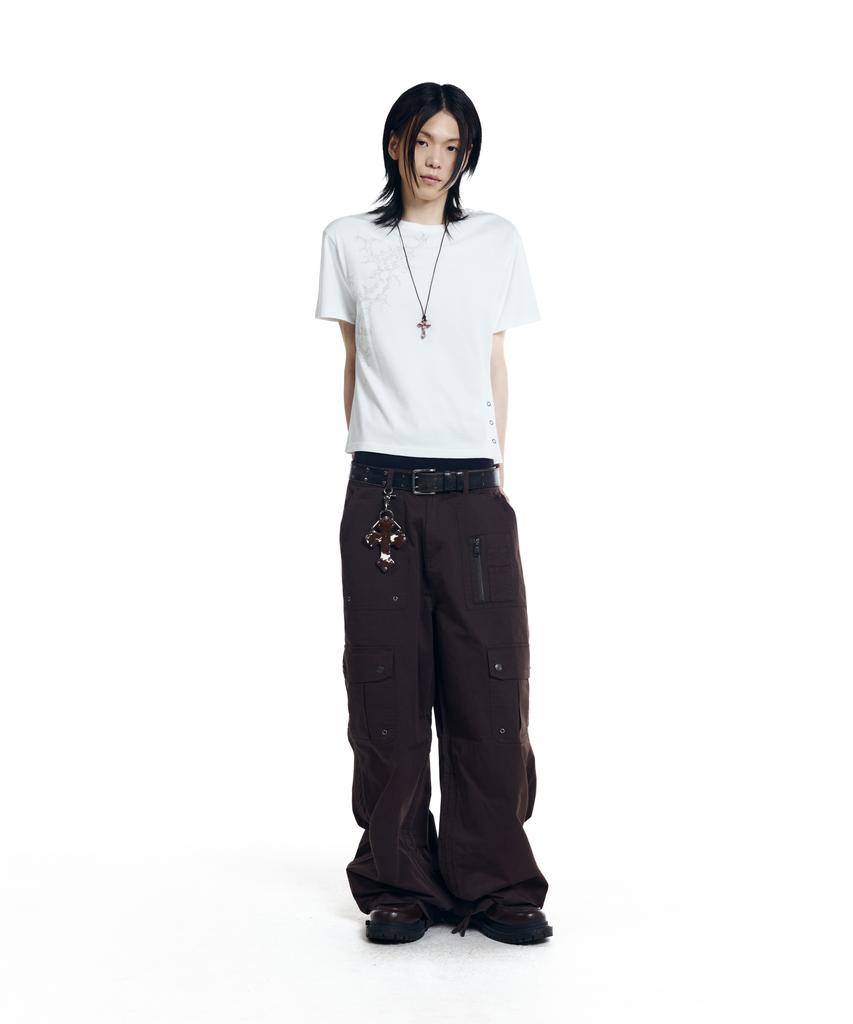 AAKAM Snap Gothic Half Top (White)
