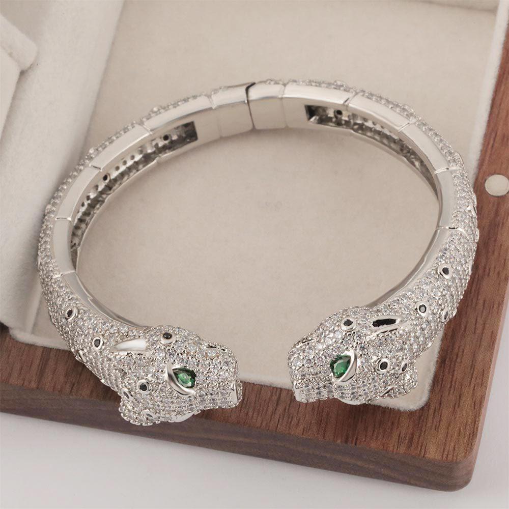 New European and American Trendy Leopard Head Bracelet Spotted Open Bracelet Hand Jewelry