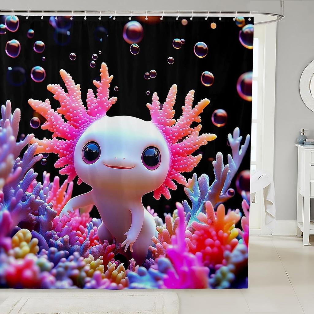 Pink Fox Shower Curtain Japanese Cherry Blossoms Bath Curtain Girls Teens Cute Cartoon Bathroom Shower Curtain Set Waterproof