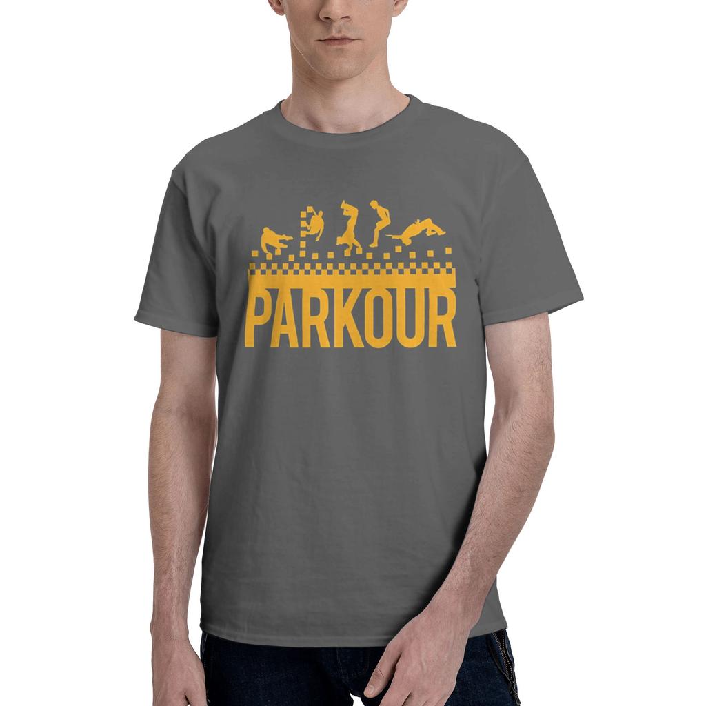Yellow Mens T Shirt Parkour Unique Tee Shirt Short Sleeve Round Collar 100 Cotton Summer Clothes TShirt