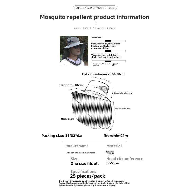 Mesh Face Mask Mosquito-proof Hat, Sun Protection Hat, Face Covering for Men and Women, Summer Outdoor Large Brim UV Protection for Fishing and