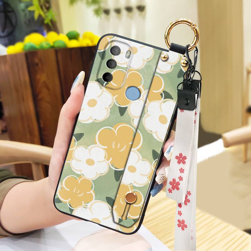 Waterproof Ring Phone Case For MOTO G31 With Fingerprint/XT2173-1 Dirt-resistant Wrist Strap Flower Lanyard Protective