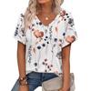 Fashion Leopard T-Shirts Floral Flower 3D Print Women Summer V-Neck Short Sleeve T Shirt Y2K Tees Harajuku Tops Female Clothing