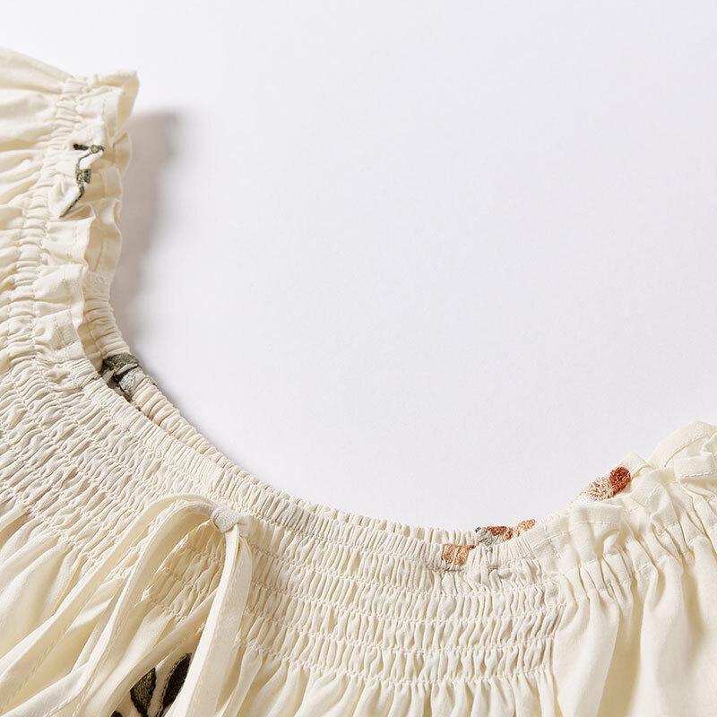 Women's Resort Style Cotton Puff Sleeve Top