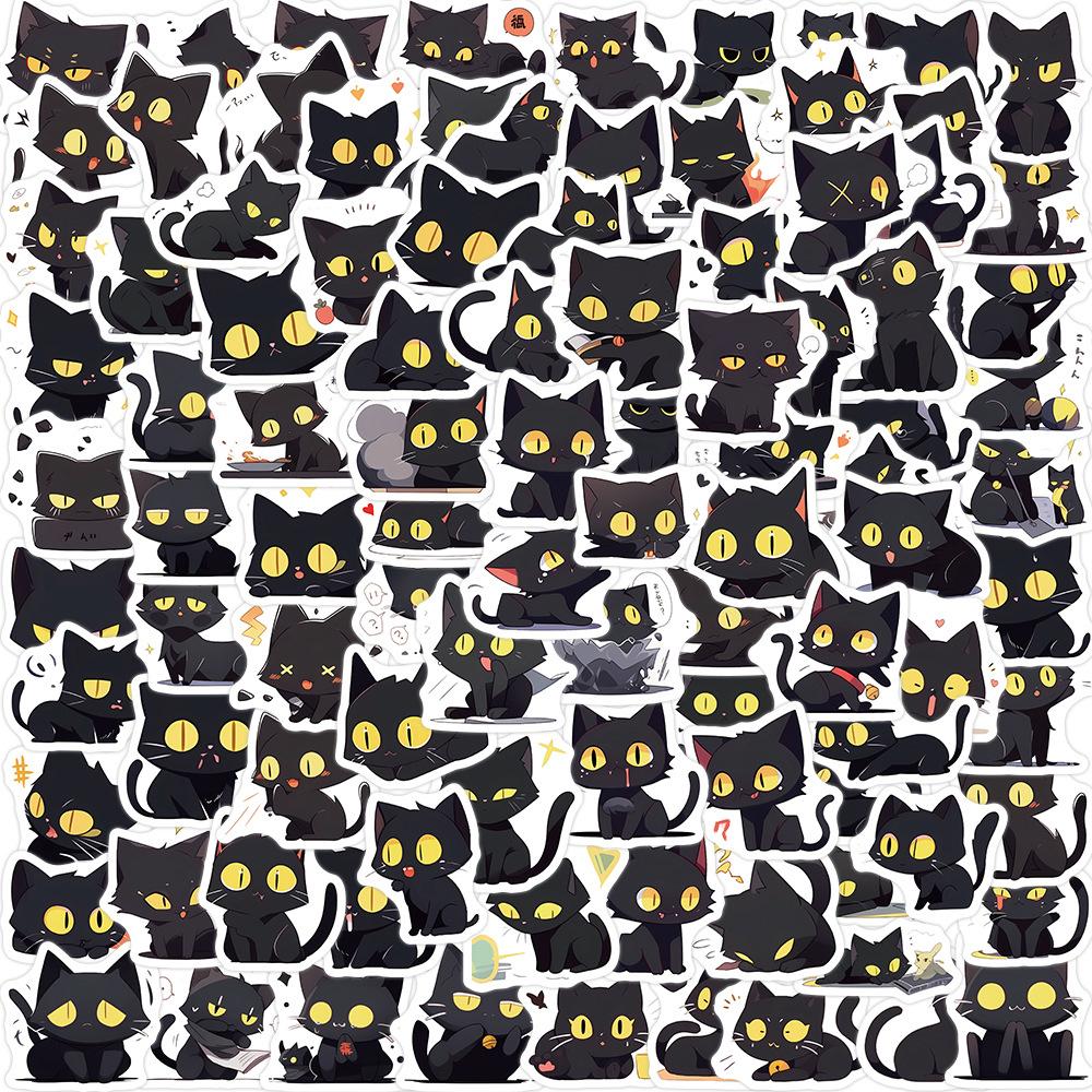 10/30/50/100pcs Cute Anime Little Black Cat Stickers Kawaii Cartoon Sticker Waterproof DIY Laptop Phone Luggage Graffiti Decals