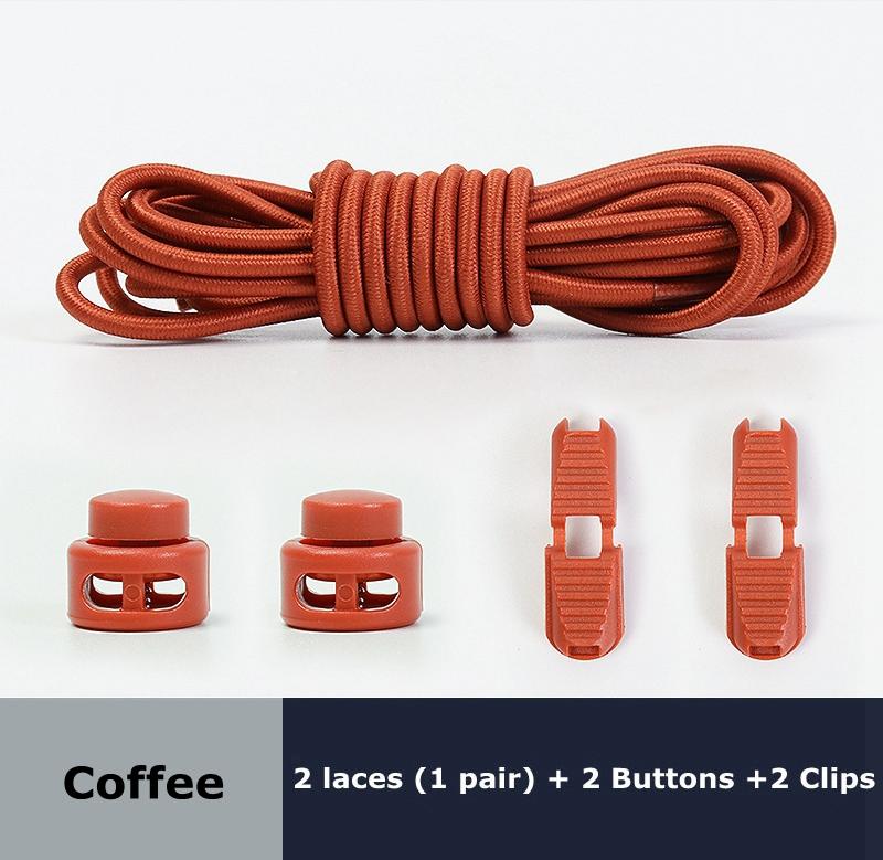 1pair Elastic Shoelaces Round Spring Plastic Lock Quick Wear In 1 Second No Tie Shoelaces Suitable for All Shoelaces Lazy Laces