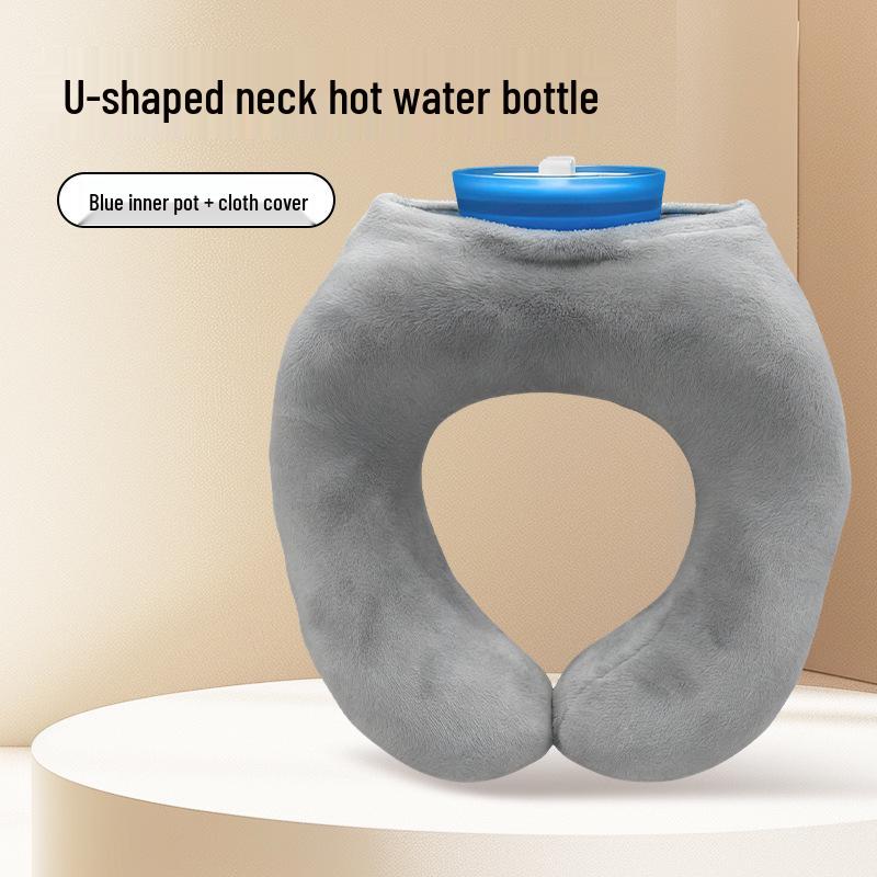 Plush Hot Water Bottle: Large, Explosion-Proof Hand and Waist Warmer, Small Stomach Pack, Pour-in Type.