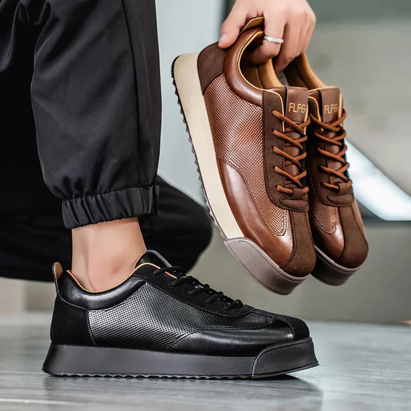 Moda Retrô Marrom Tênis Baixos Masculinos Tamanho Grande 45 Respirável Sapatos Planos Tênis Homens Com Cadarço Tênis Casuais Zapatillas Hombre