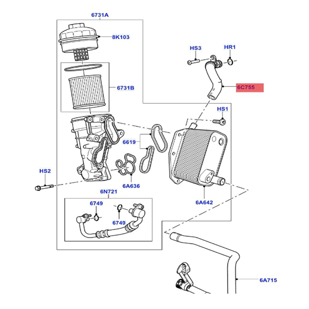 Furtun de ieșire a răcitorului de ulei de la partea inferioară la pompa de apă pentru 3.2L Land Rover LR2 Volvo Termostat la conducta de radiator LR005563 LR006135